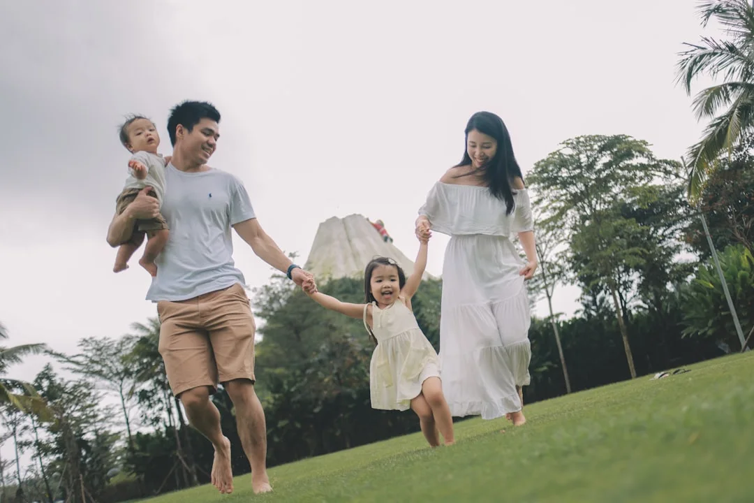Smiling child with friends